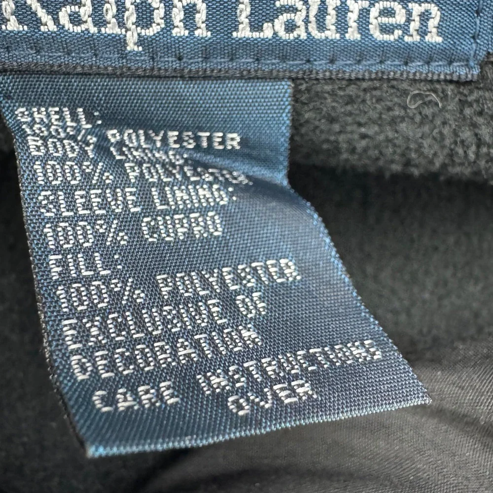 Polo Ralph Lauren Windbreaker Mens XXL Black Good‎ Fleece Lined Full Zip Jacket